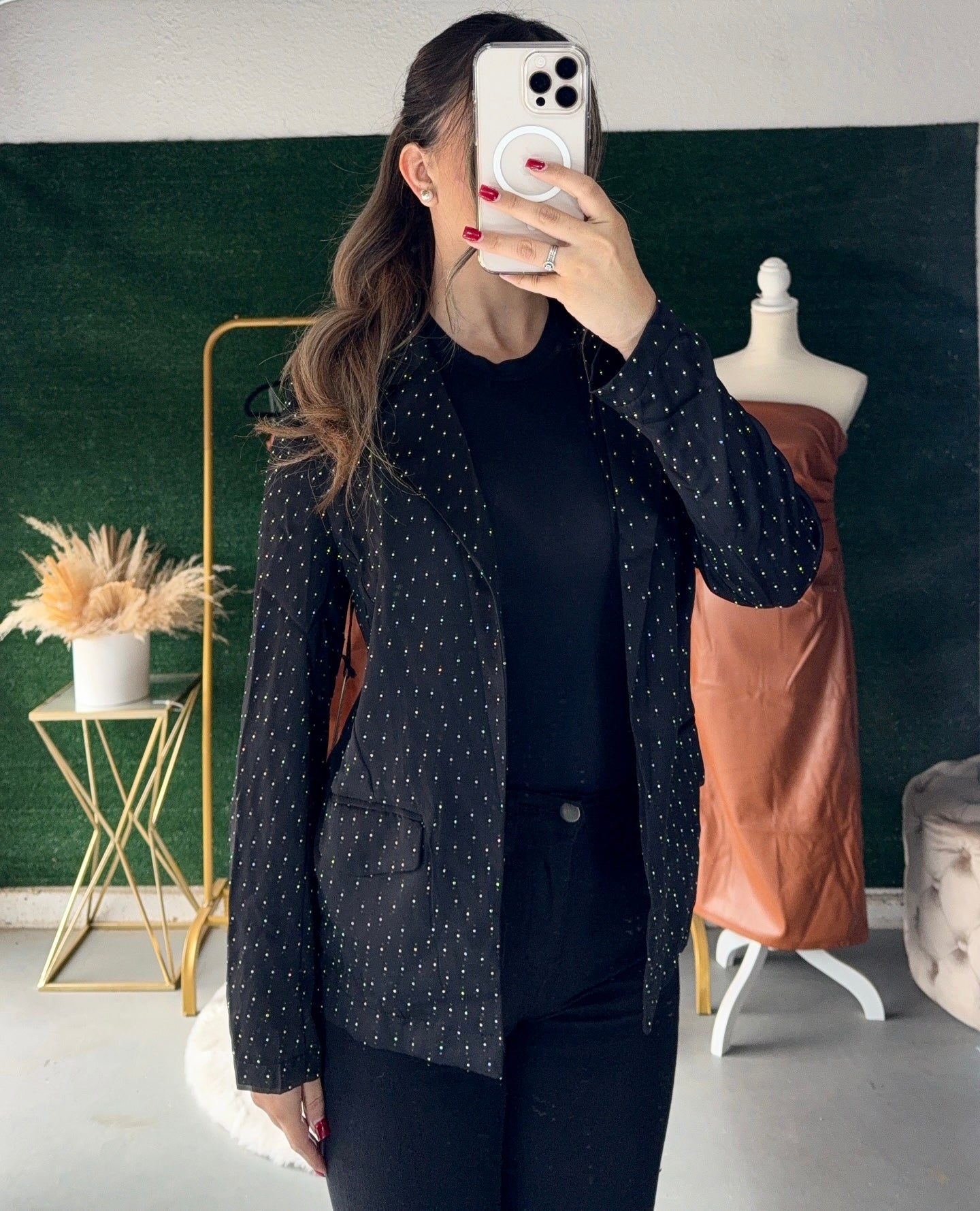Luxurious Rhinestones Blazer (Black)