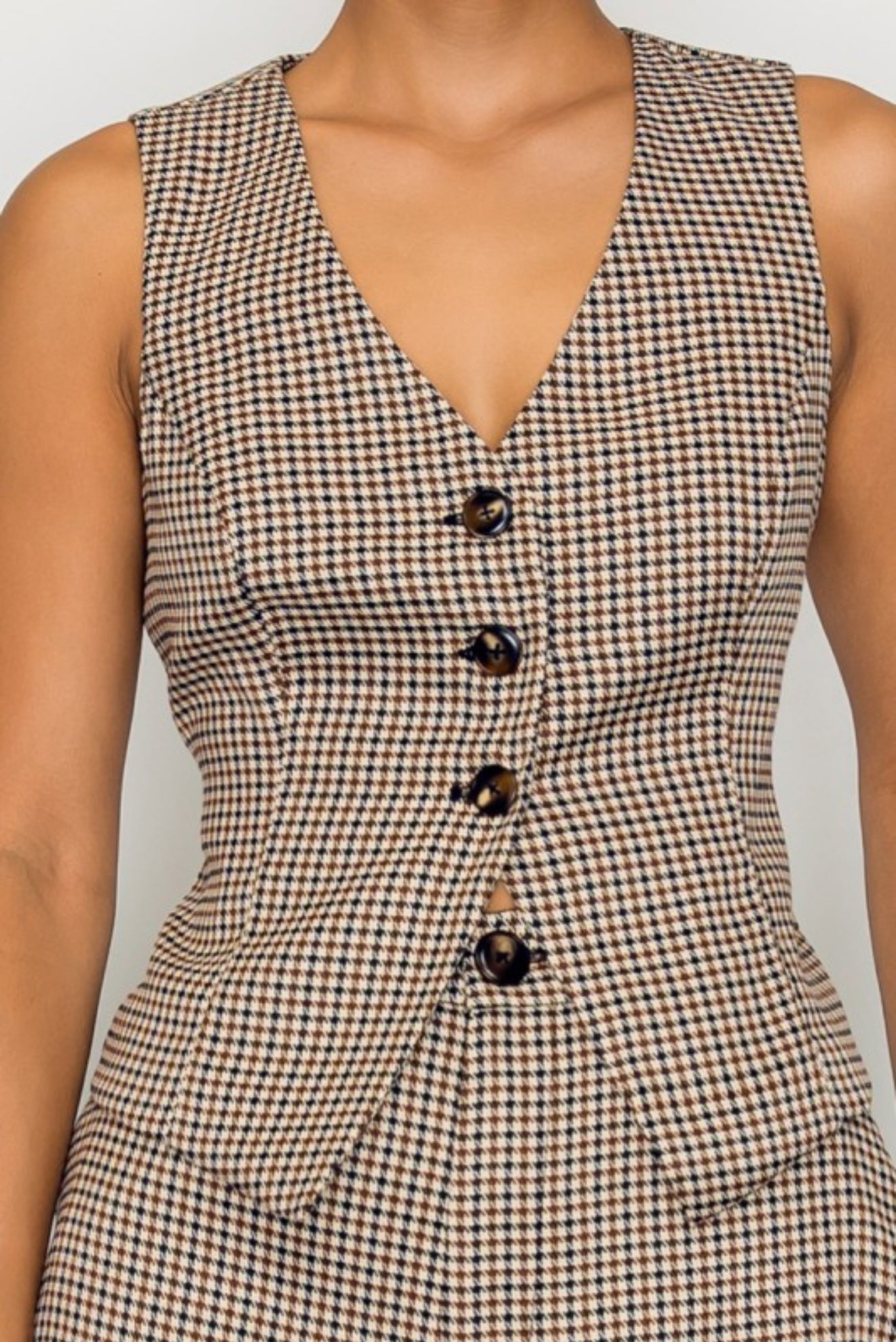 Willow Vest Top (Cream/Brown)