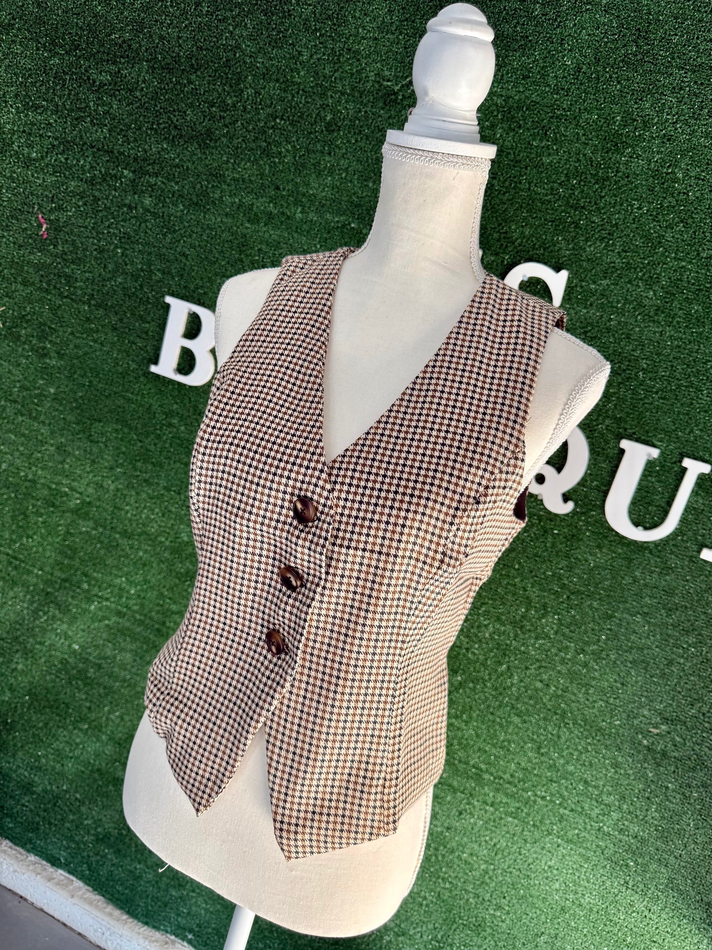 Willow Vest Top (Cream/Brown)