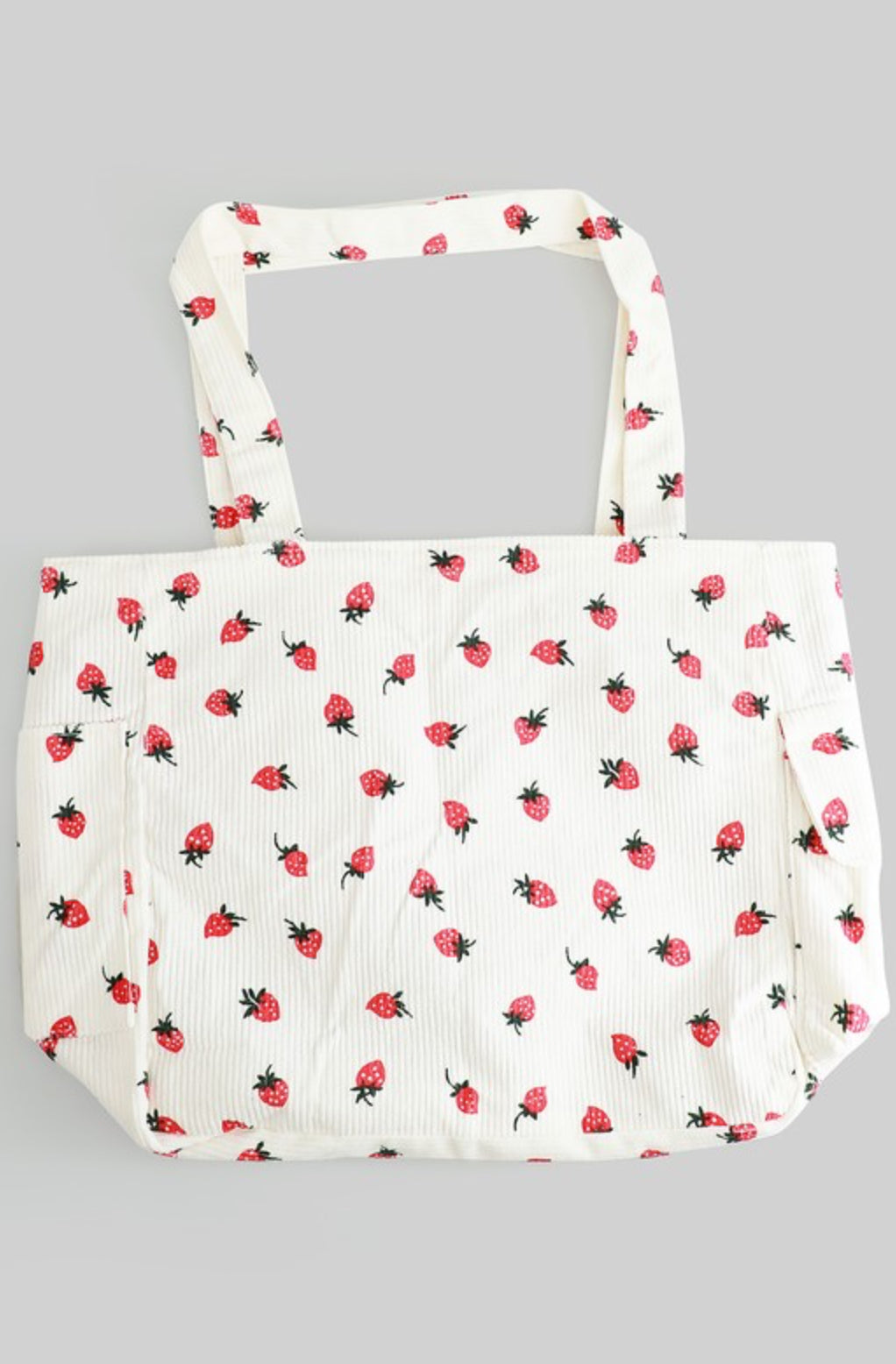 Strawberry Print Corduroy Canvas Bag