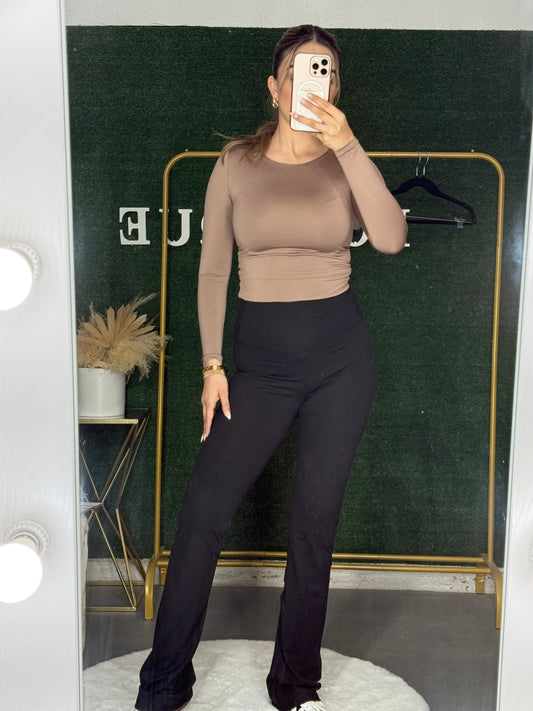 Grace High Waist Flare Leggings (Black)