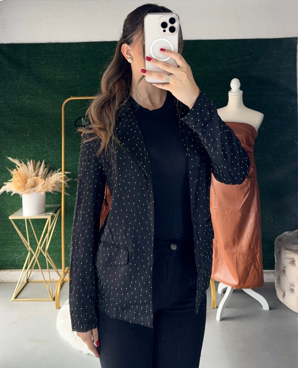 Luxurious Rhinestones Blazer (Black)