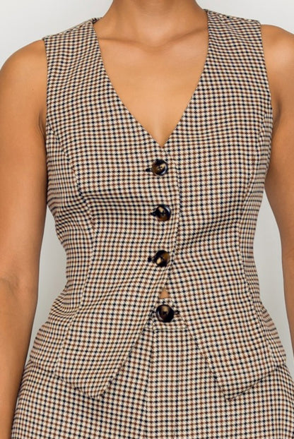 Willow Vest Top (Cream/Brown)