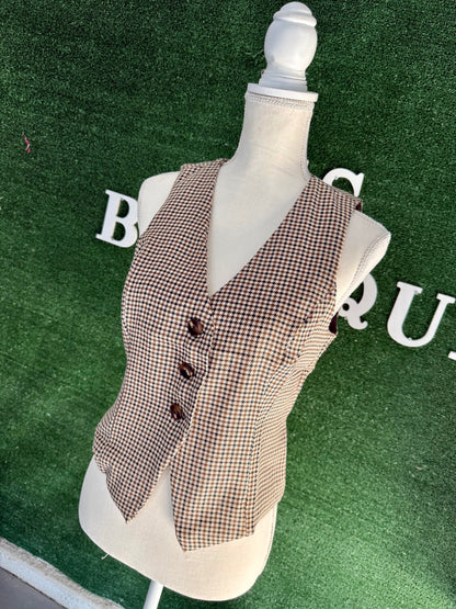 Willow Vest Top (Cream/Brown)