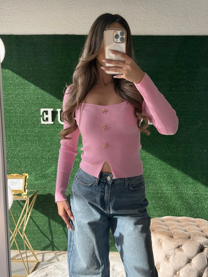 Scarlett Sweater Top (Pink)