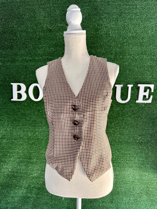 Willow Vest Top (Cream/Brown)