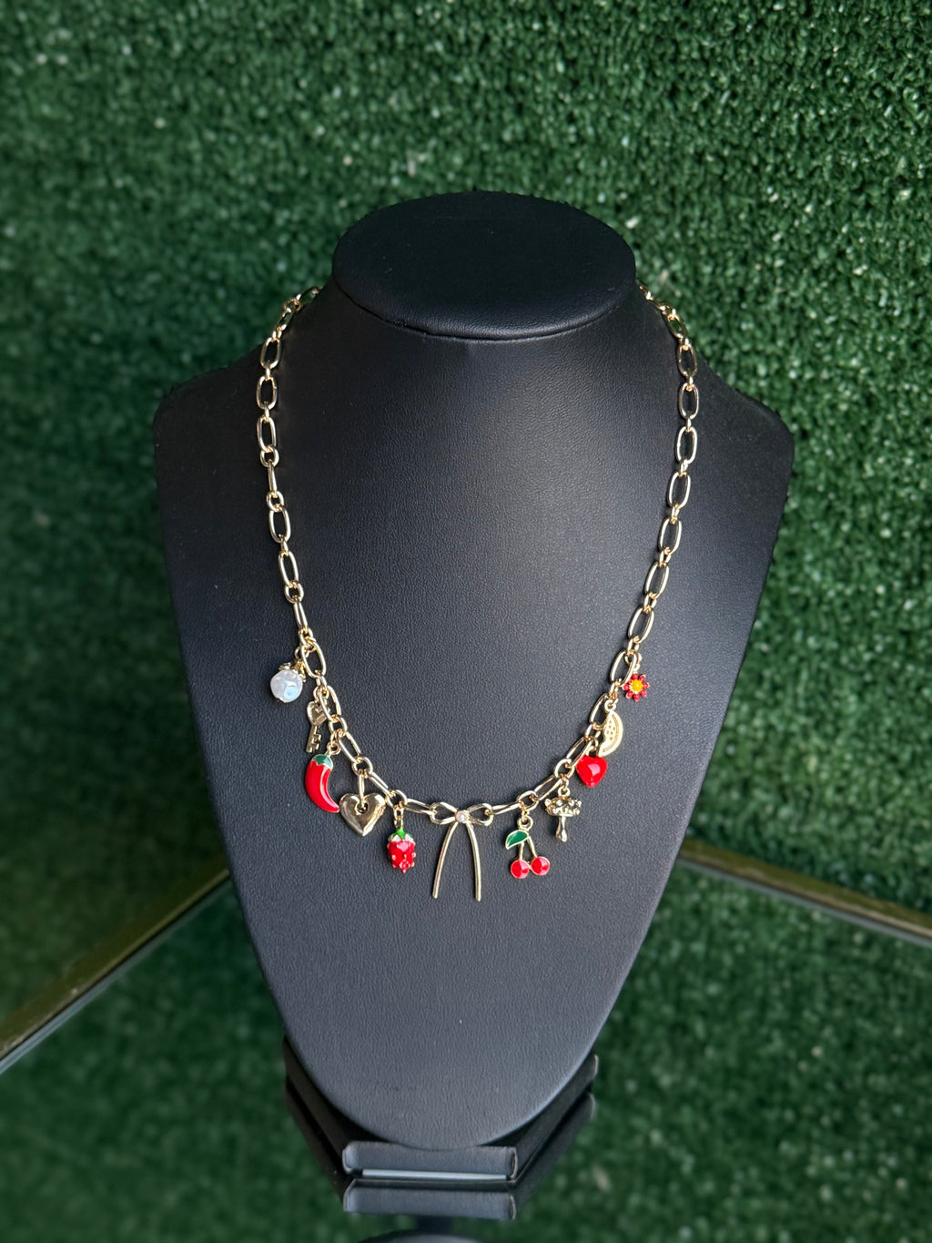 Heart & Bow Charm Necklace
