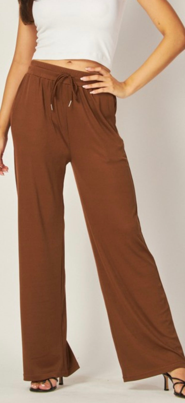 Hazel Wide Leg Pants (Espresso)