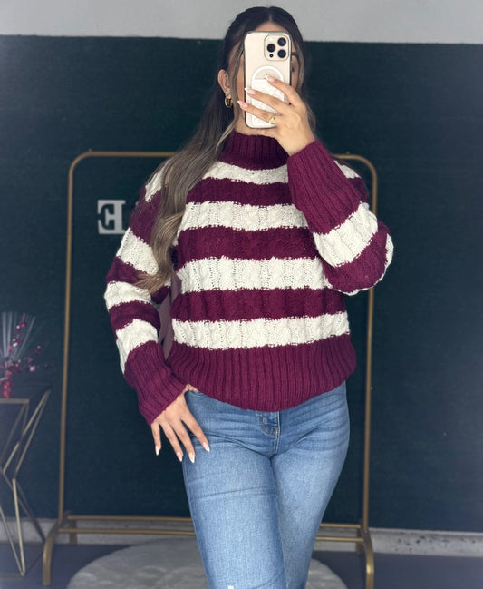 Be Loved Cable Knit Pull Over Sweater (Violet)