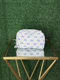 Quilted Makeup Bag With Bow Print (Blue)