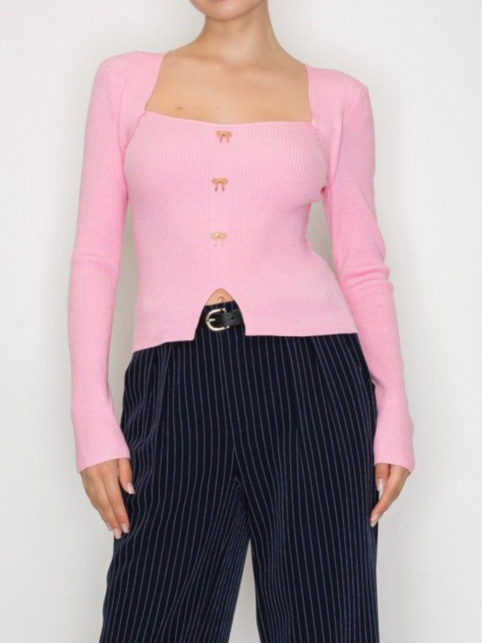 Scarlett Sweater Top (Pink)