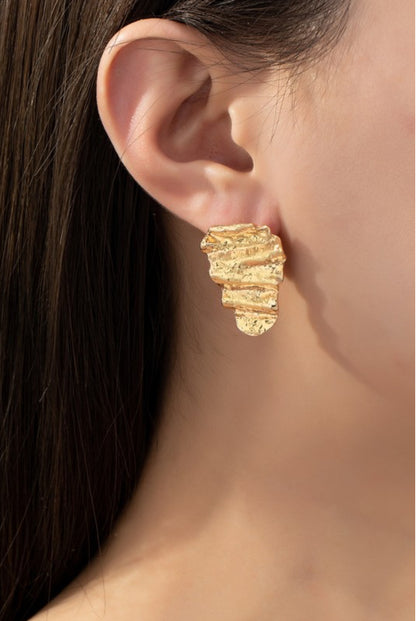 Rough Shape Gold Metal Earrings