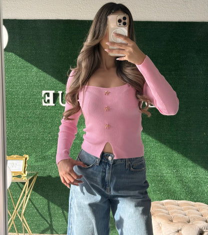 Scarlett Sweater Top (Pink)