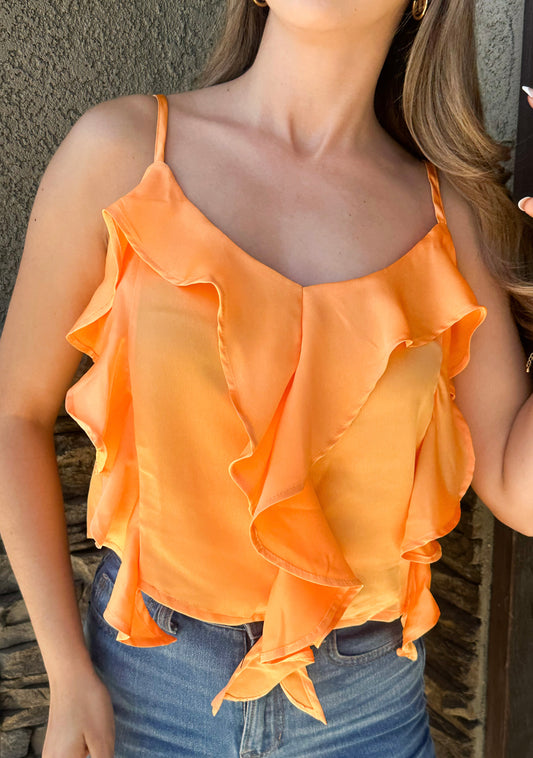 Gigi Ruffled Crop Top (Tangerine)